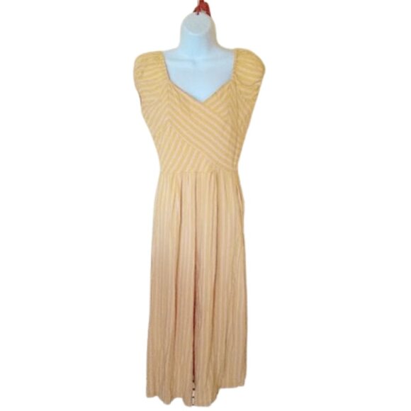 Striped Yellow Jumpsuit Size Small - Picture 2 of 6